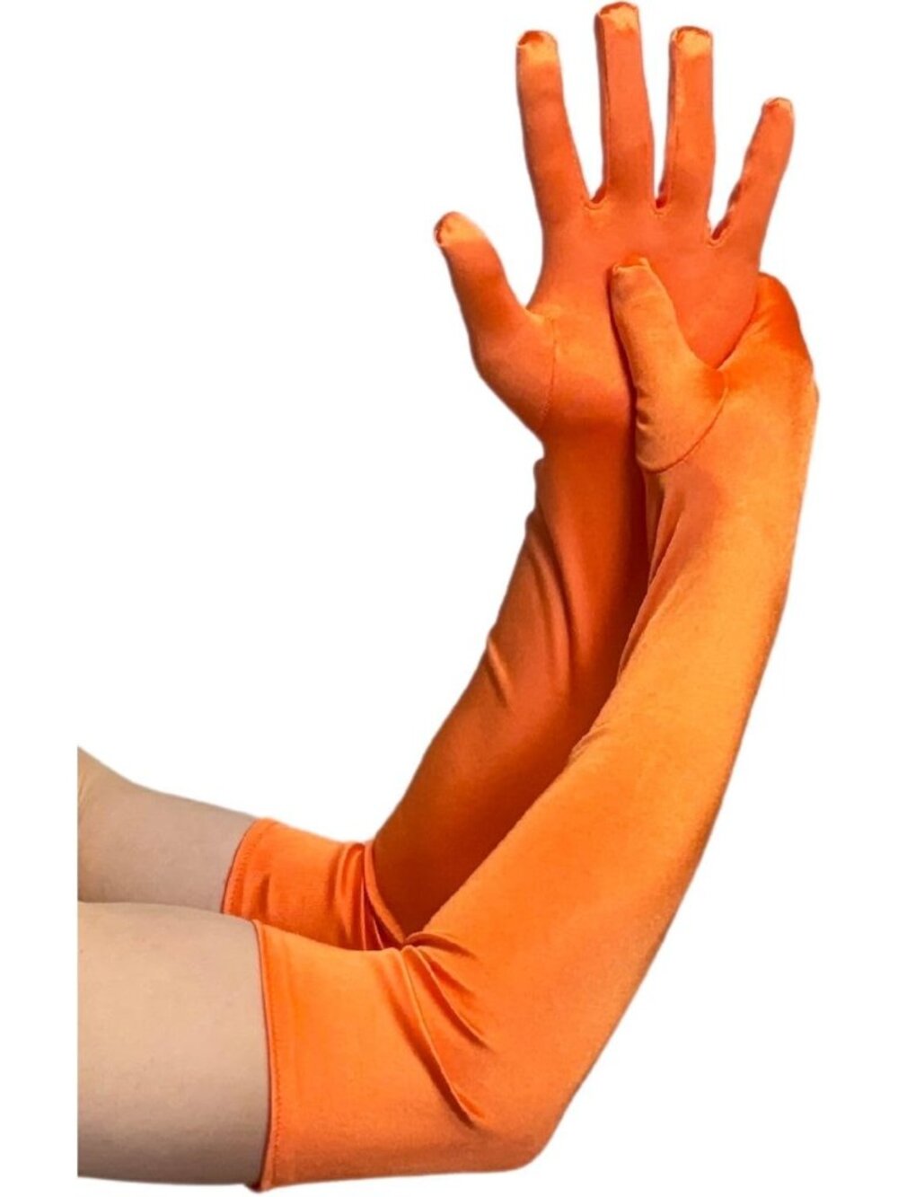 Women's Orange Stretchy 1920s Gatsby Elbow Length Long Opera Party Satin Gloves